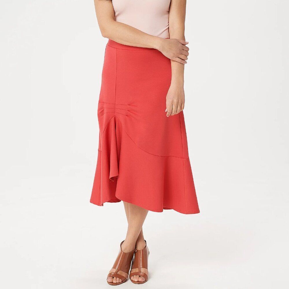 NWOT Du Jour Asymmetric Ponte Knit Skirt with Pintuck Detail | Size S